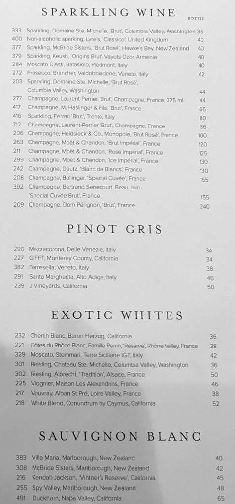 Steakhouse Drink Menu on Carnival page 4